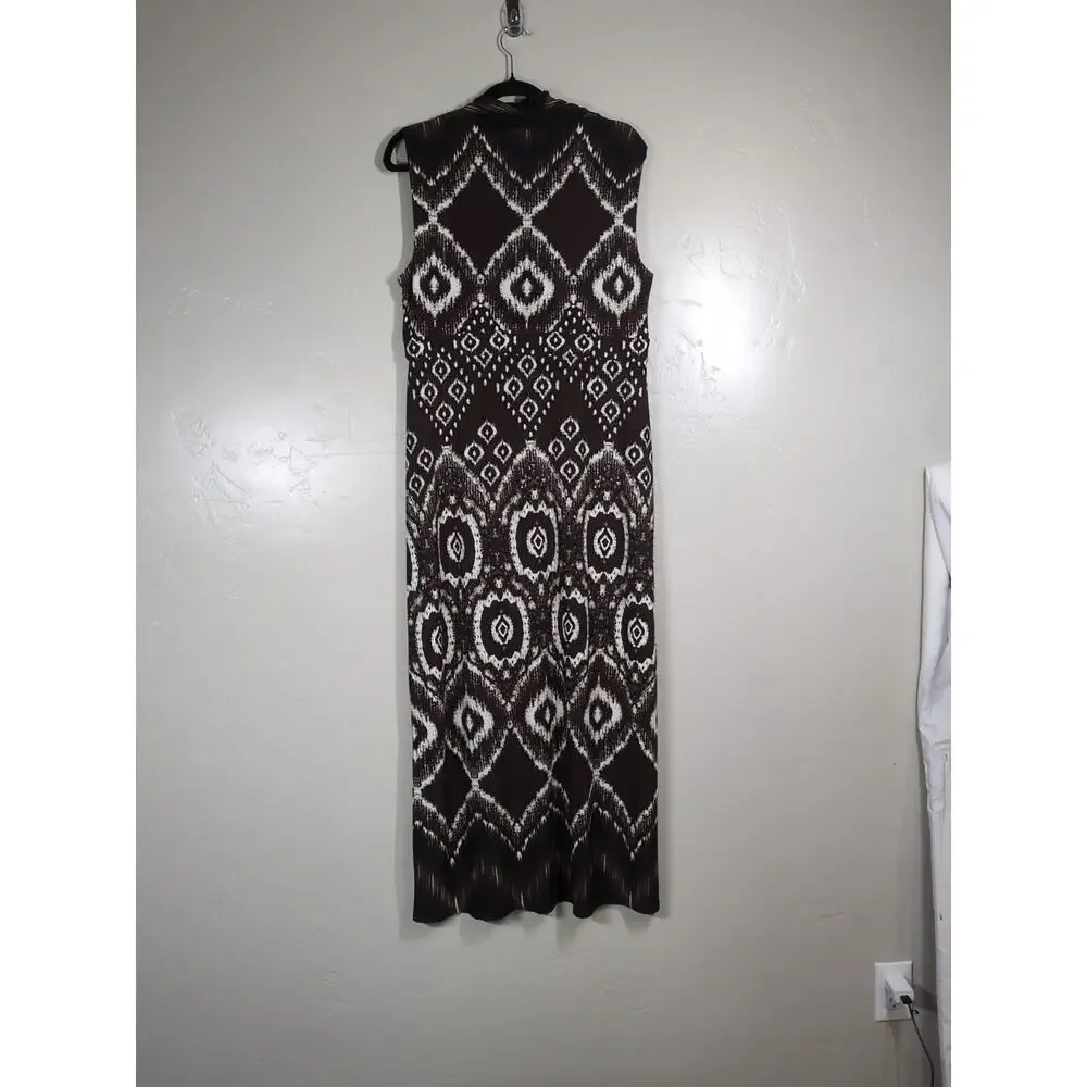 NEW Chico’s Dress Size 2 (US 12) Medallion Haze Morgan Maxi Stretchy Dress Brown - Picture 8 of 10